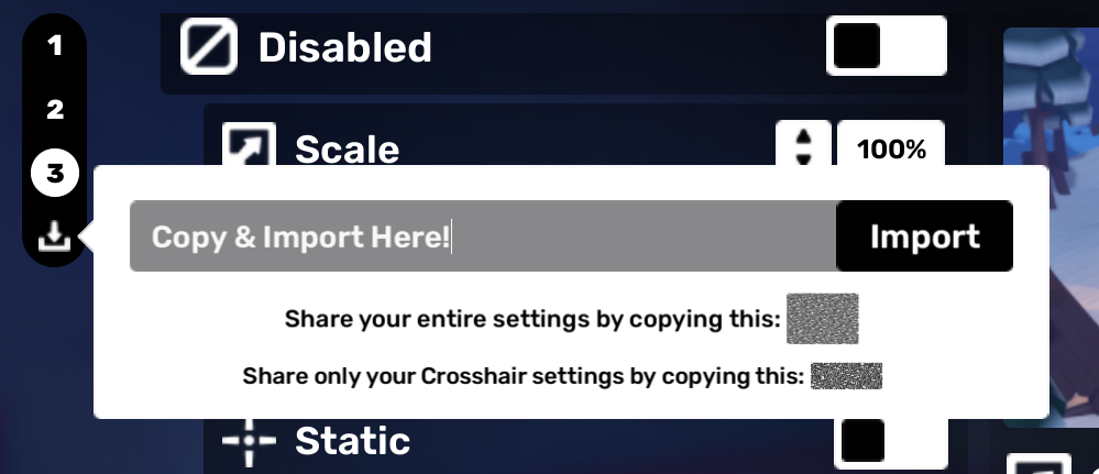 Import instructions showing where to paste code